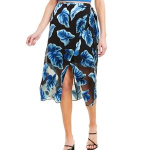 NWT Alice + Olivia Lumi Wrap Midi Skirt Floral Silk